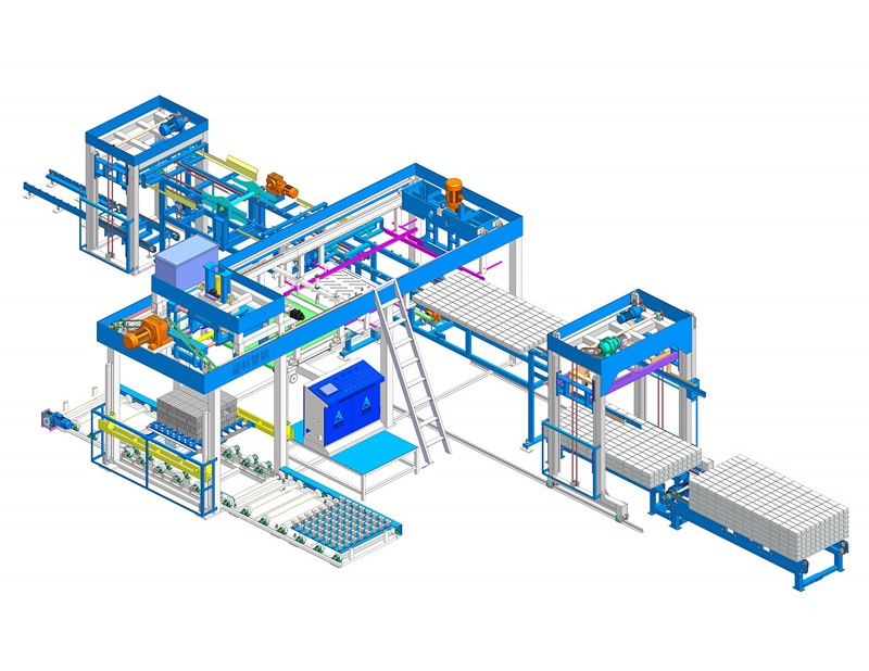 Машина для укладки кирпичей/блоков с полным сервоприводом и упаковочной машиной